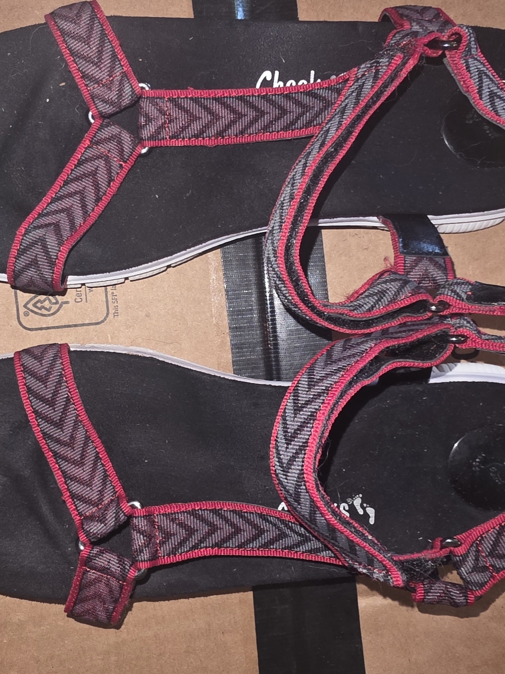 Women’s Strappy Sport Sandals - Black with Red Trim